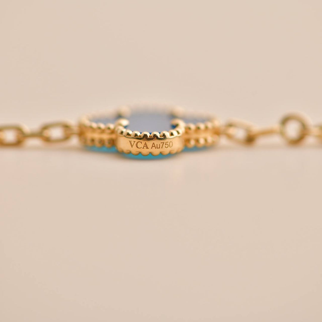 Van Cleef & Arpels Vintage Alhambra Agate Yellow Gold Bracelet