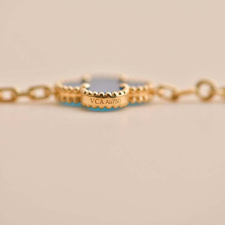 Van Cleef & Arpels Vintage Alhambra Agate Yellow Gold Bracelet