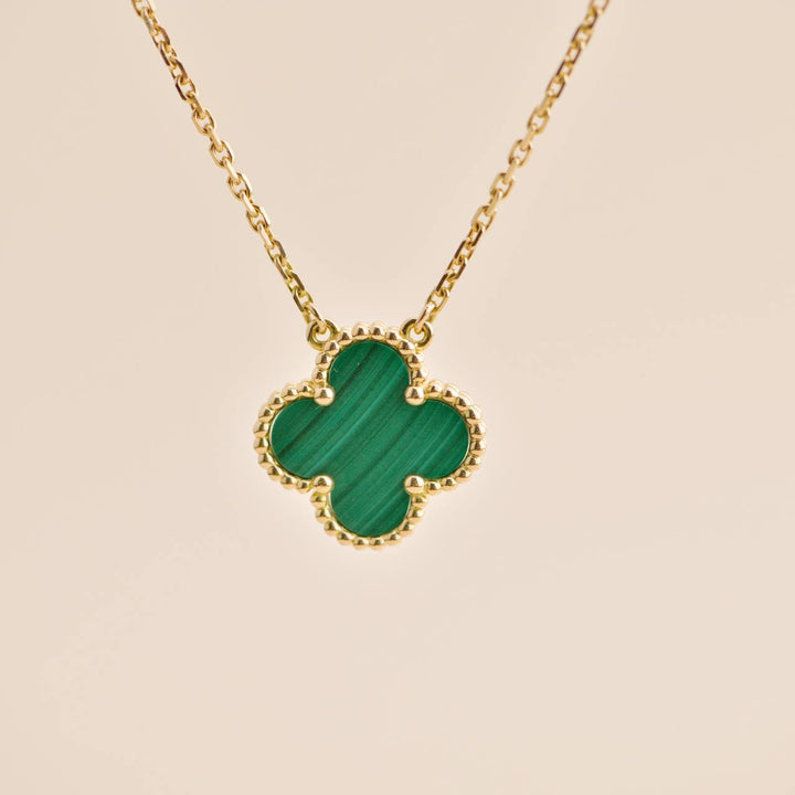 Van Cleef & Arpels Vintage Alhambra Malachite Yellow Gold Pendant