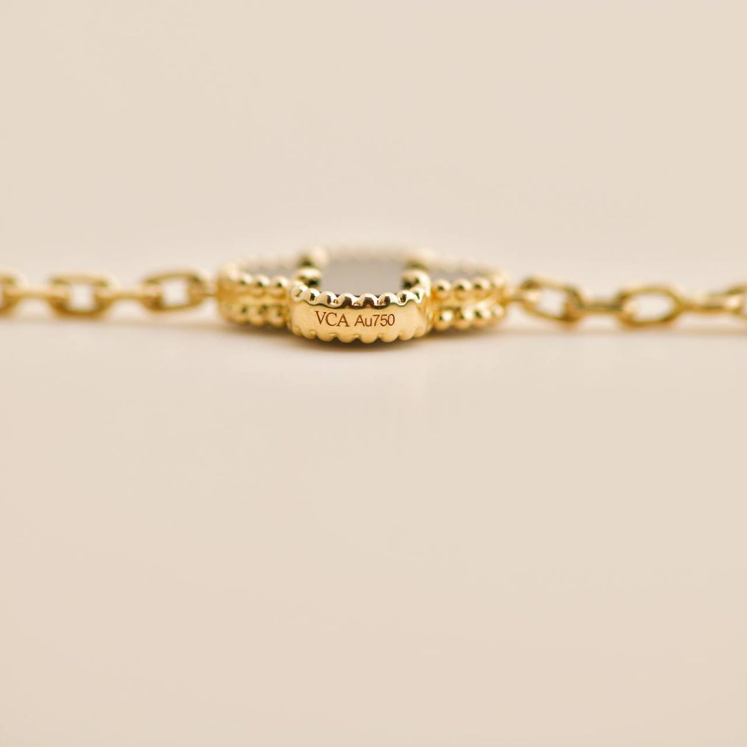 Van Cleef & Arpels Vintage Alhambra Onyx Yellow Gold Bracelet