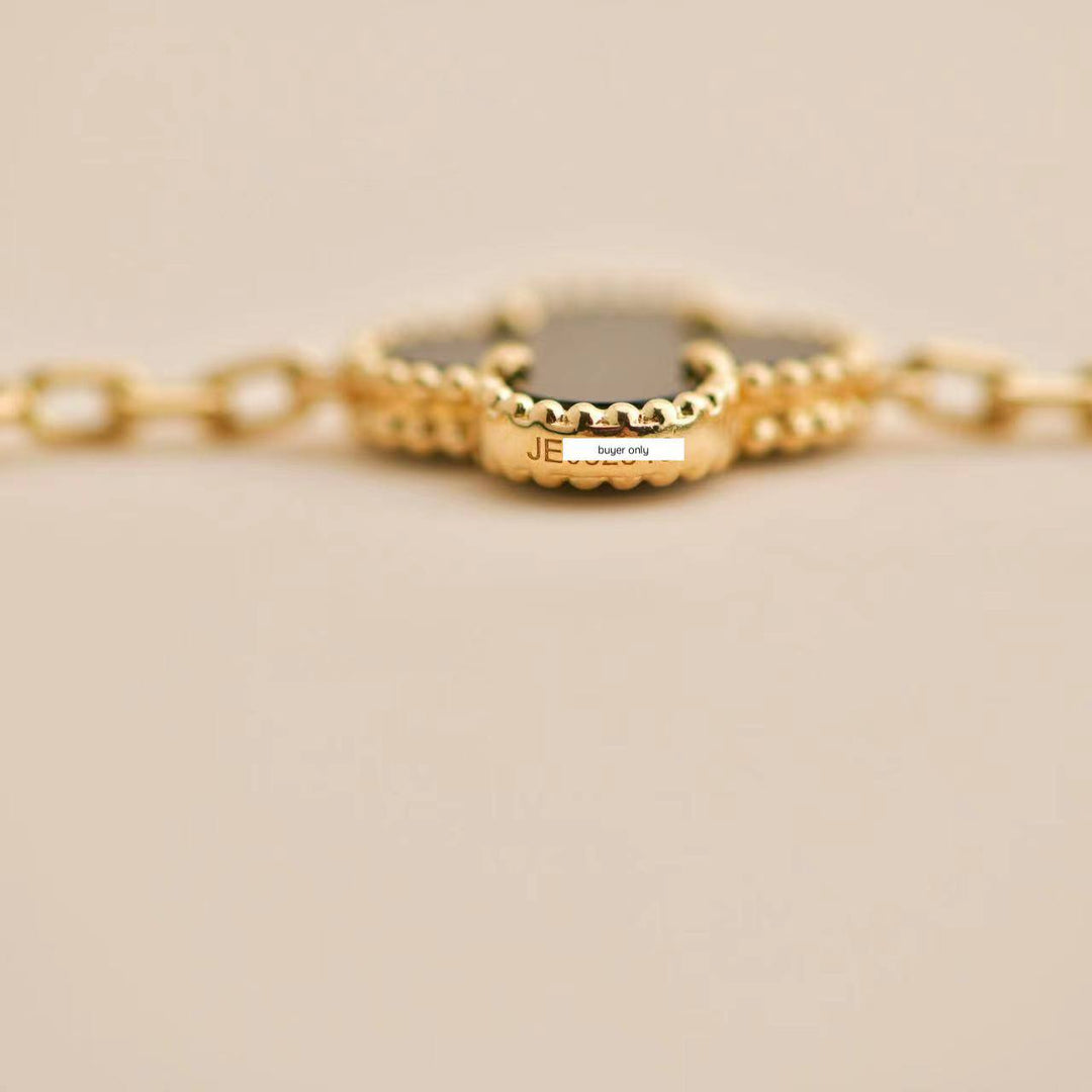 Van Cleef & Arpels Vintage Alhambra Onyx Yellow Gold Bracelet