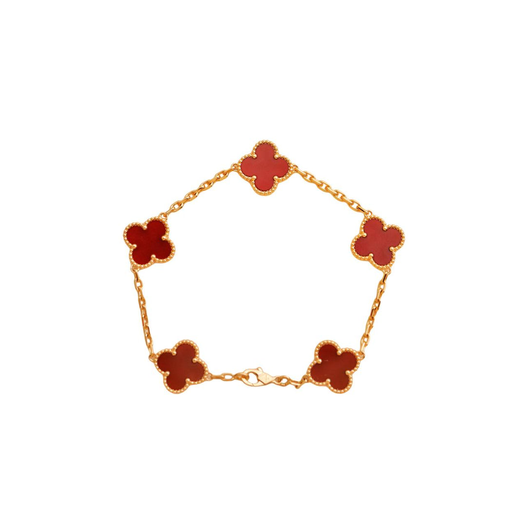 Van Cleef & Arpels Vintage Alhambra Carnelian Yellow Gold Bracelet