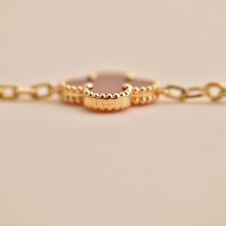 Van Cleef & Arpels Vintage Alhambra Carnelian Yellow Gold Bracelet