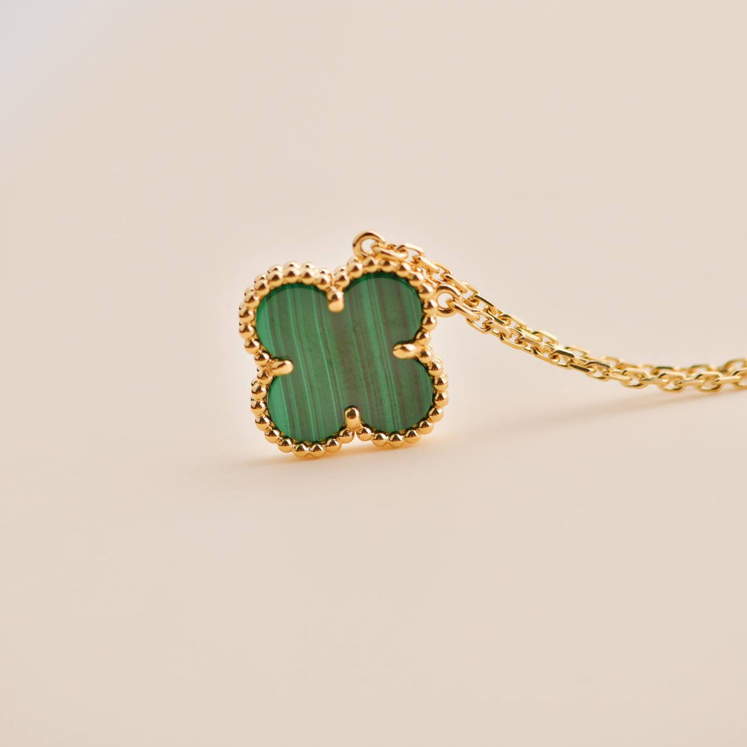 Van Cleef & Arpels Vintage Alhambra Malachite Yellow Gold Pendant