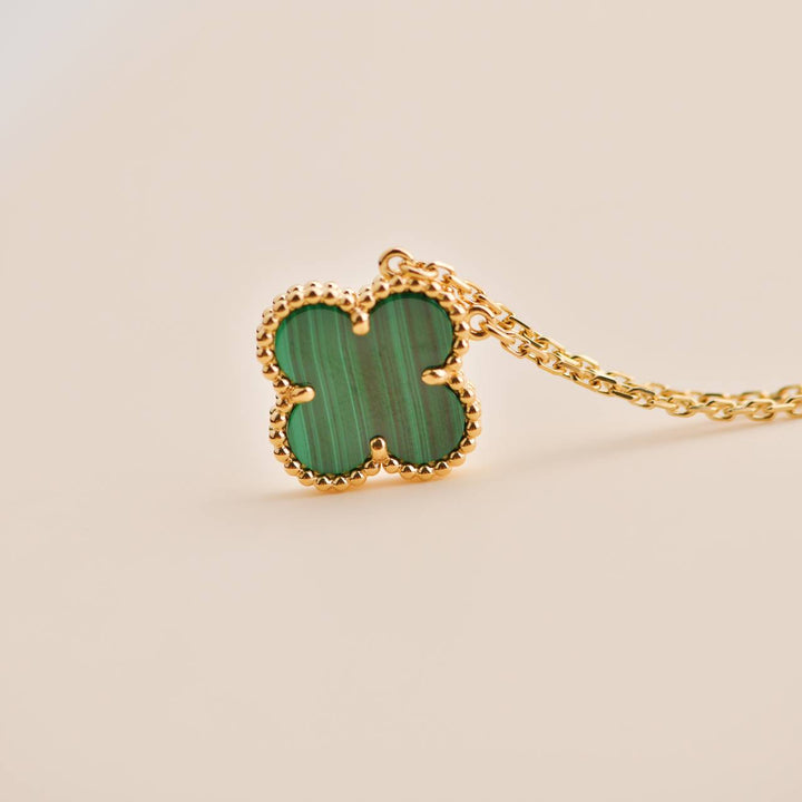 Van Cleef & Arpels Vintage Alhambra Malachite Yellow Gold Pendant