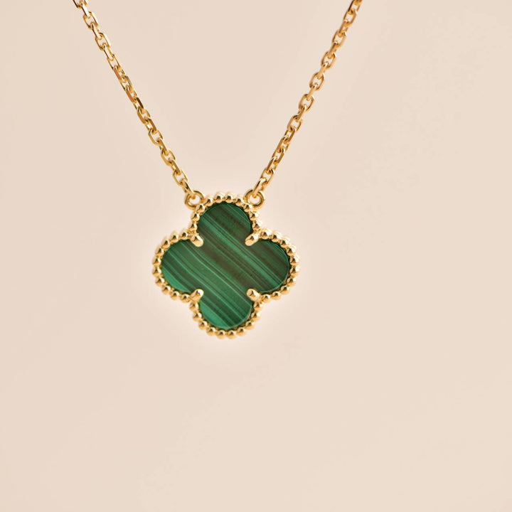 Van Cleef & Arpels Vintage Alhambra Malachite Yellow Gold Pendant