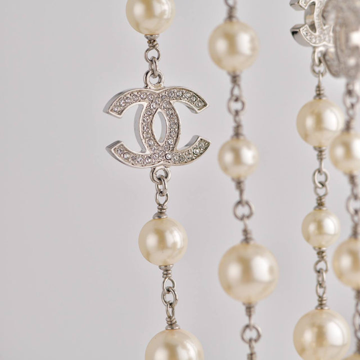 Chanel Five CC Logo Pearl Sautoir Necklace