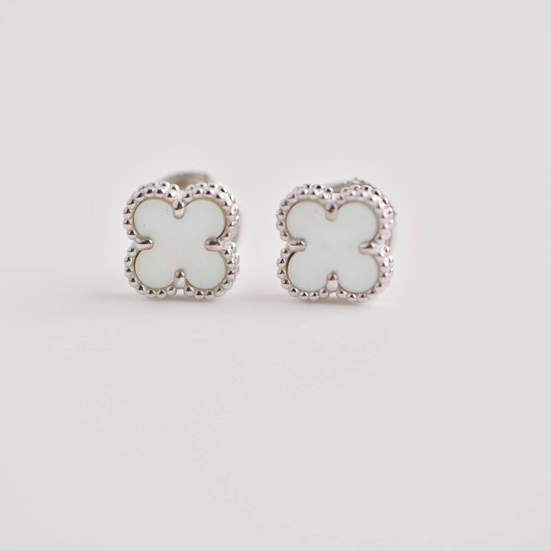 Van Cleef & Arpels Sweet Alhambra Mother-of-Pearl 18K White Gold Earstuds