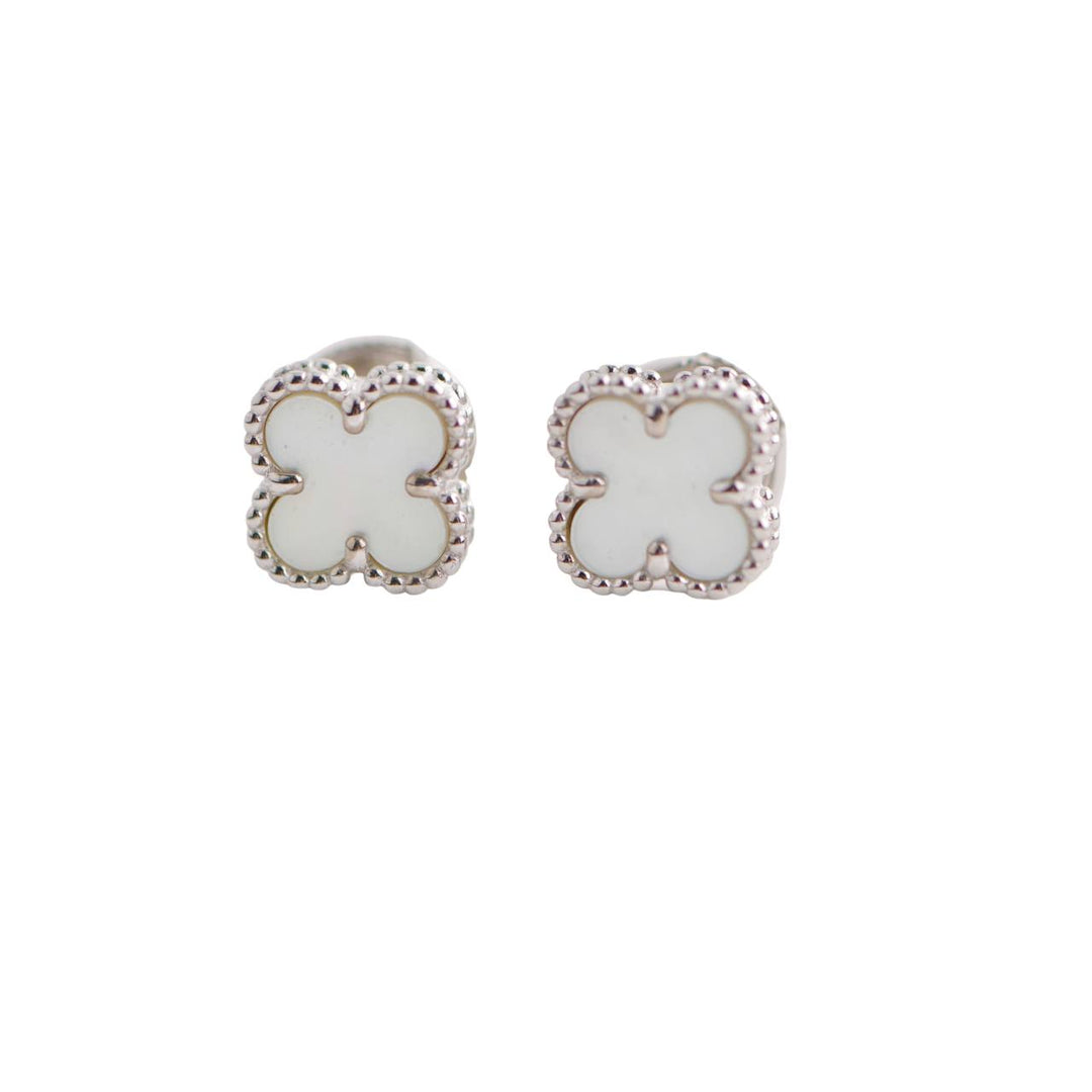 Van Cleef & Arpels Sweet Alhambra Mother-of-Pearl 18K White Gold Earstuds