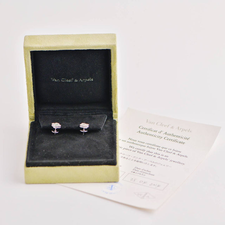 Van Cleef & Arpels Sweet Alhambra Mother-of-Pearl 18K White Gold Earstuds