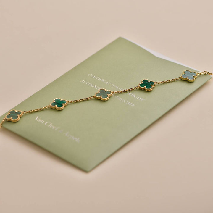 second hand Van Cleef Alhambra Malachite Gold Bracelet