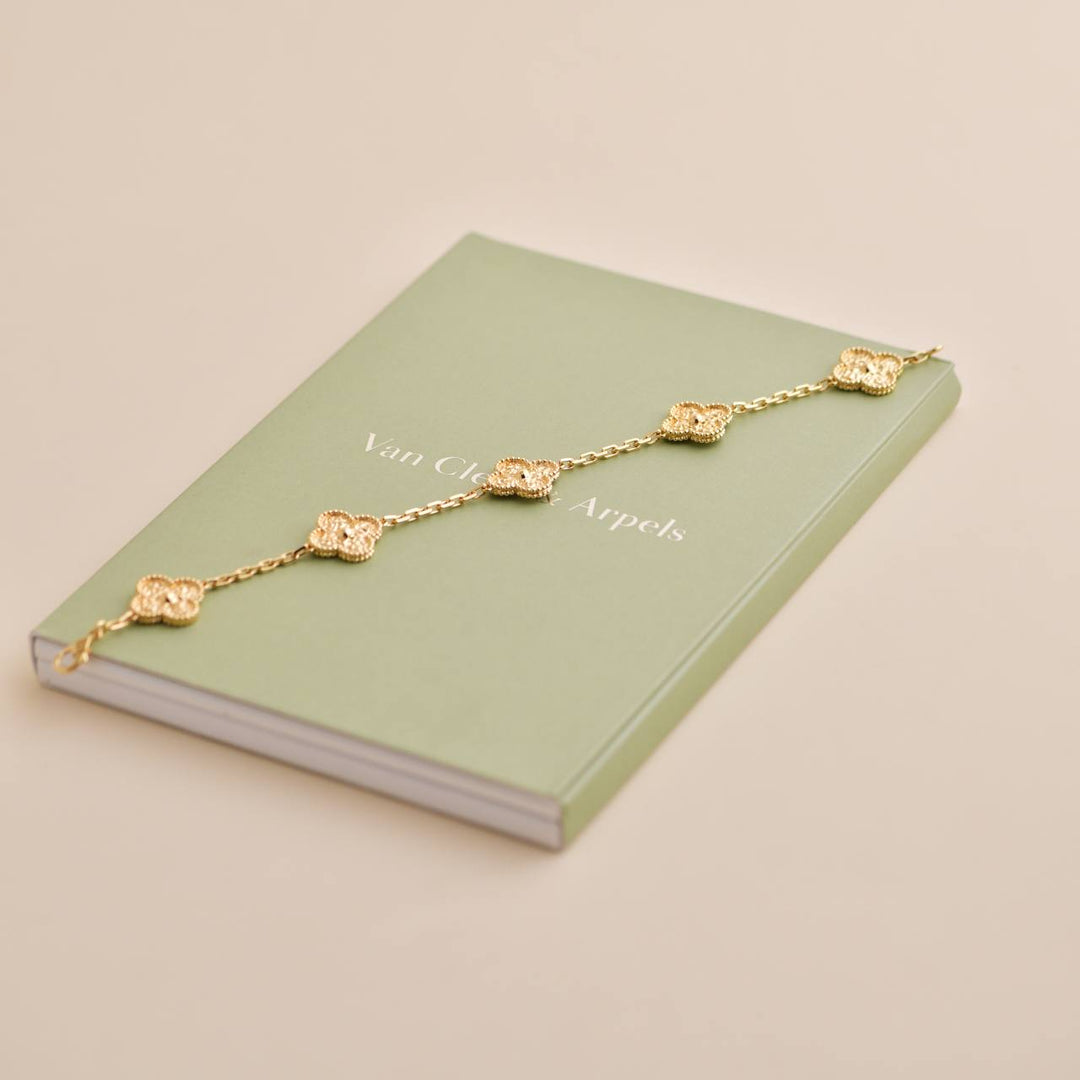 Van Cleef & Arpels Vintage Alhambra 5 Motifs Yellow Gold Bracelet