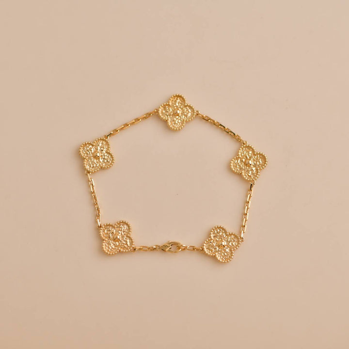 Van Cleef & Arpels Vintage Alhambra 5 Motifs Yellow Gold Bracelet