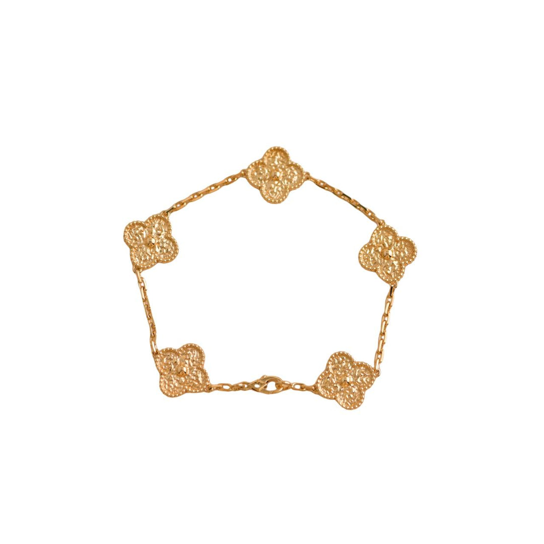 Van Cleef & Arpels Vintage Alhambra 5 Motifs Yellow Gold Bracelet