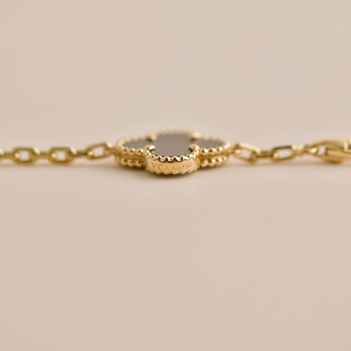 Van Cleef & Arpels Vintage Alhambra Onyx Yellow Gold Bracelet