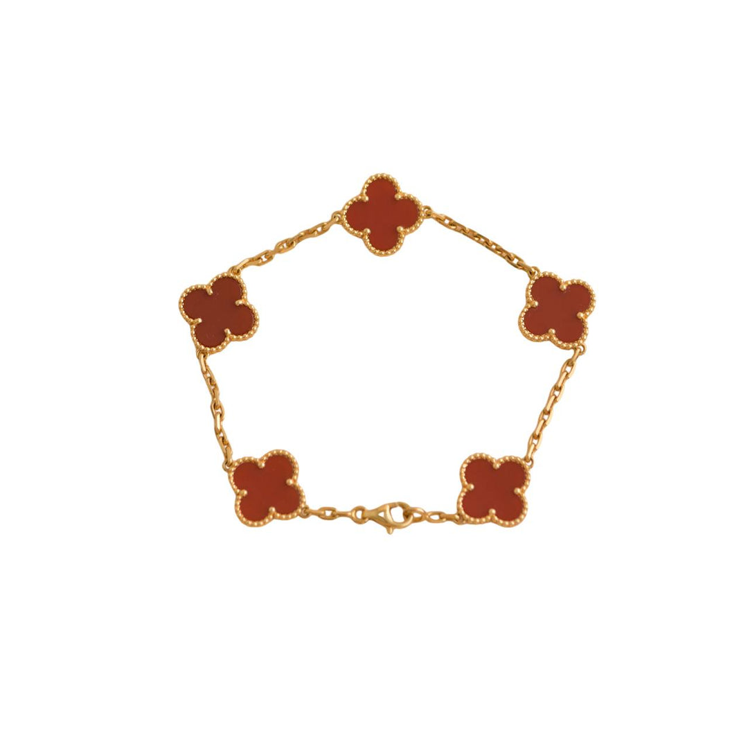 Van Cleef & Arpels Vintage Alhambra Carnelian Yellow Gold Bracelet