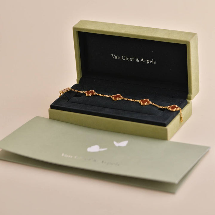 Van Cleef & Arpels Vintage Alhambra Carnelian Yellow Gold Bracelet