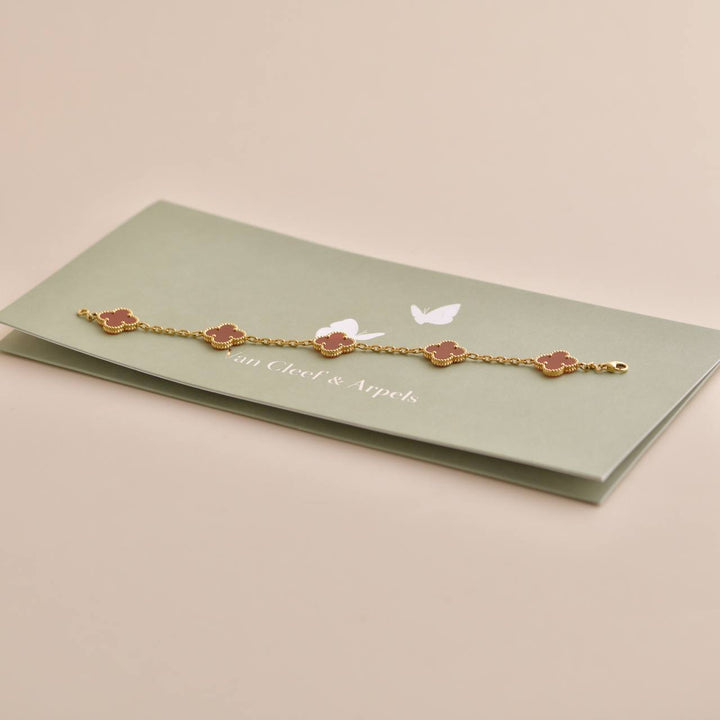 Van Cleef & Arpels Vintage Alhambra Carnelian Yellow Gold Bracelet