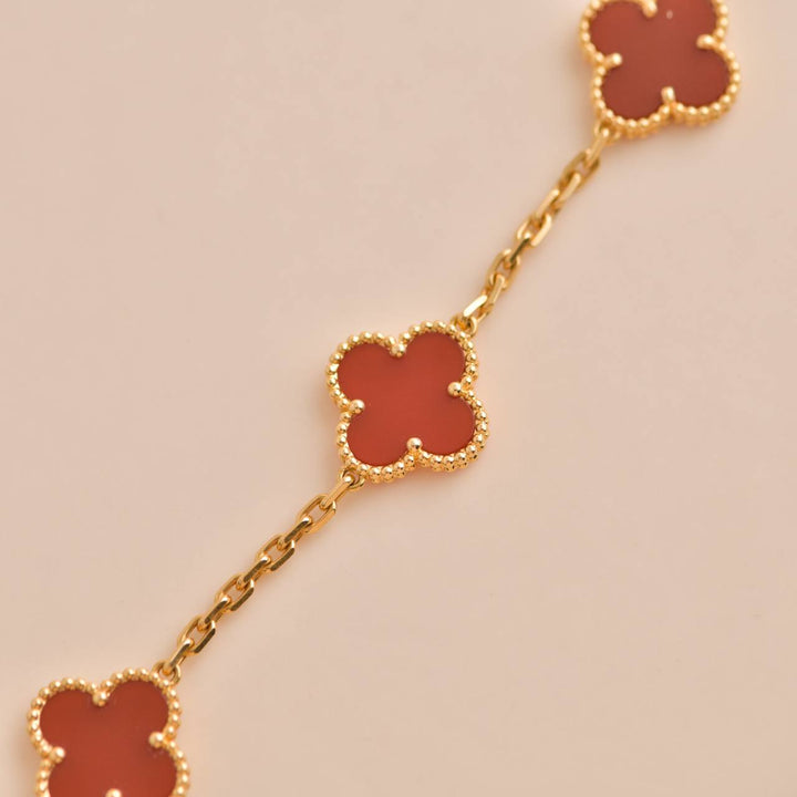 Van Cleef & Arpels Vintage Alhambra Carnelian Yellow Gold Bracelet