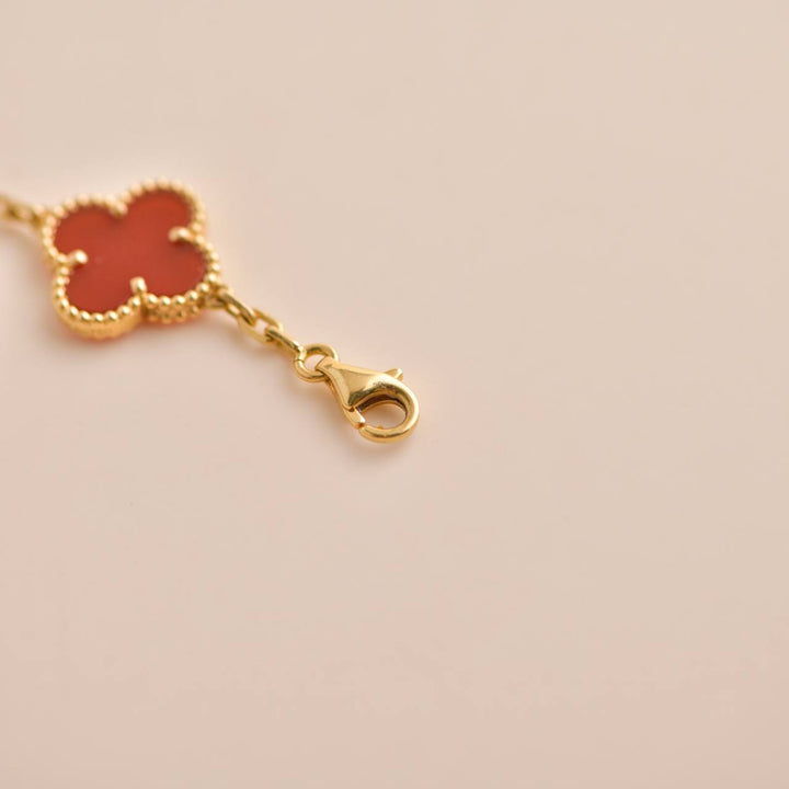 Van Cleef & Arpels Vintage Alhambra Carnelian Yellow Gold Bracelet