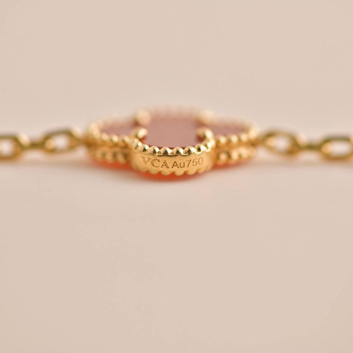 Van Cleef & Arpels Vintage Alhambra Carnelian Yellow Gold Bracelet