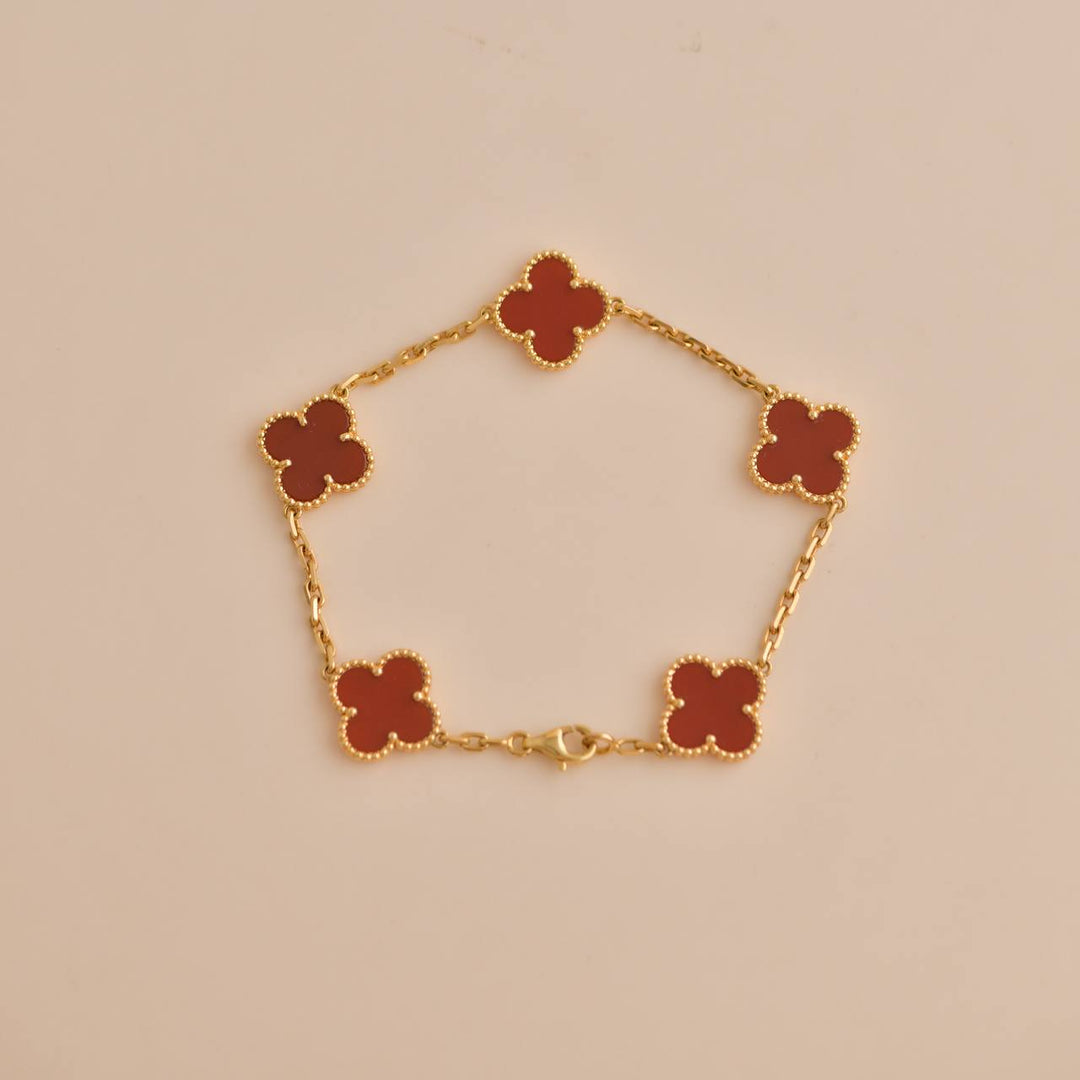 Van Cleef & Arpels Vintage Alhambra Carnelian Yellow Gold Bracelet