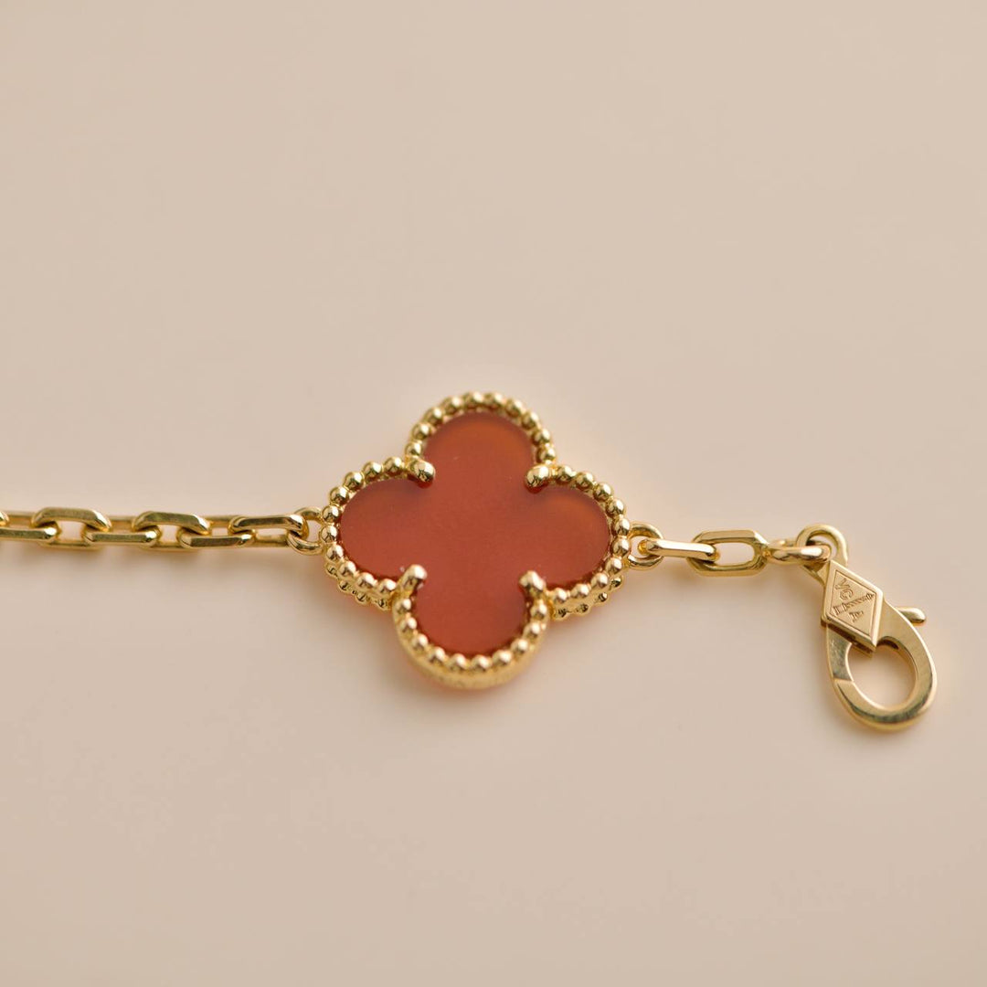 Van Cleef & Arpels Vintage Alhambra Carnelian Yellow Gold Bracelet