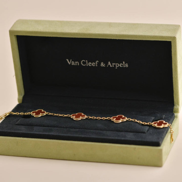 Van Cleef & Arpels Vintage Alhambra Carnelian Yellow Gold Bracelet