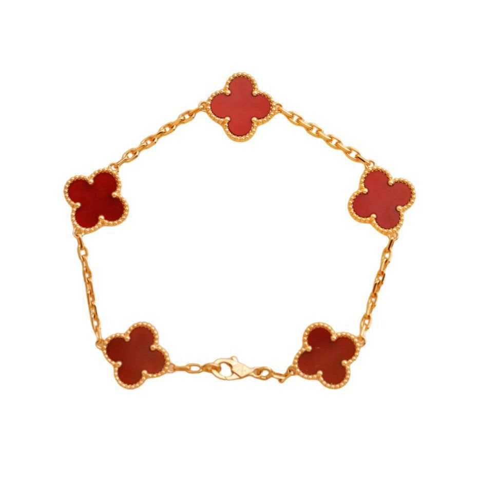 Van Cleef & Arpels Vintage Alhambra Carnelian Yellow Gold Bracelet