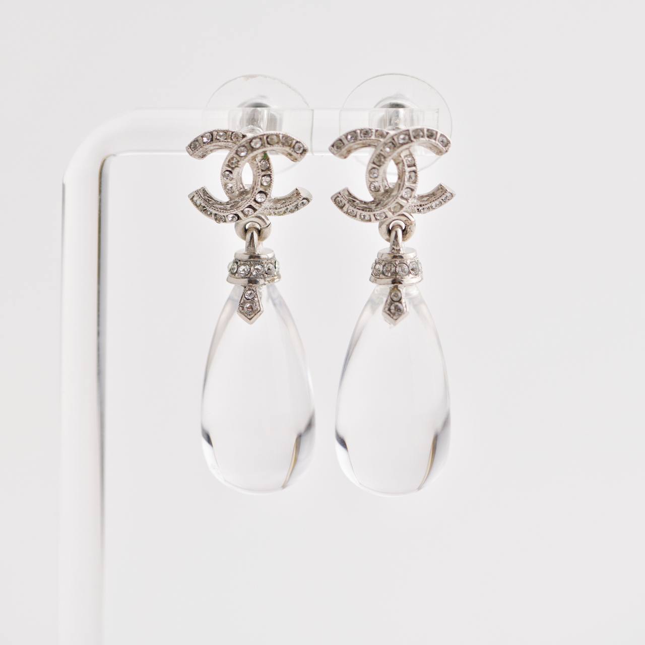 Chanel crystal clearance drop earrings