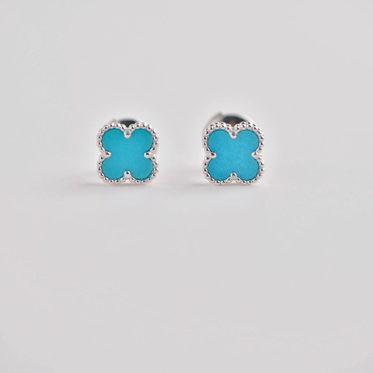 Van Cleef Arpels Sweet Alhambra Turquoise 18K White Gold Earstuds