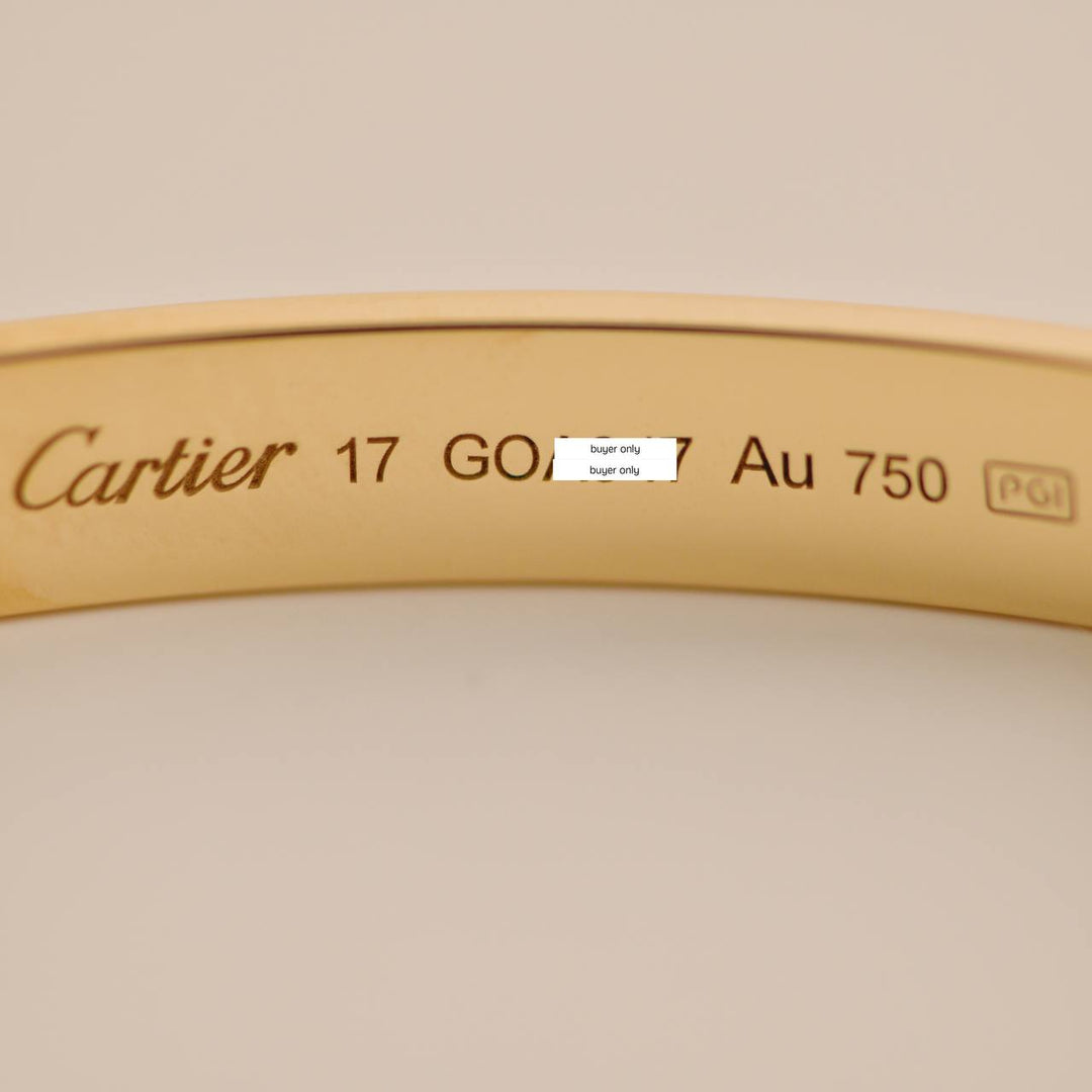 Cartier Love Yellow Gold Cuff Bracelet Size 17