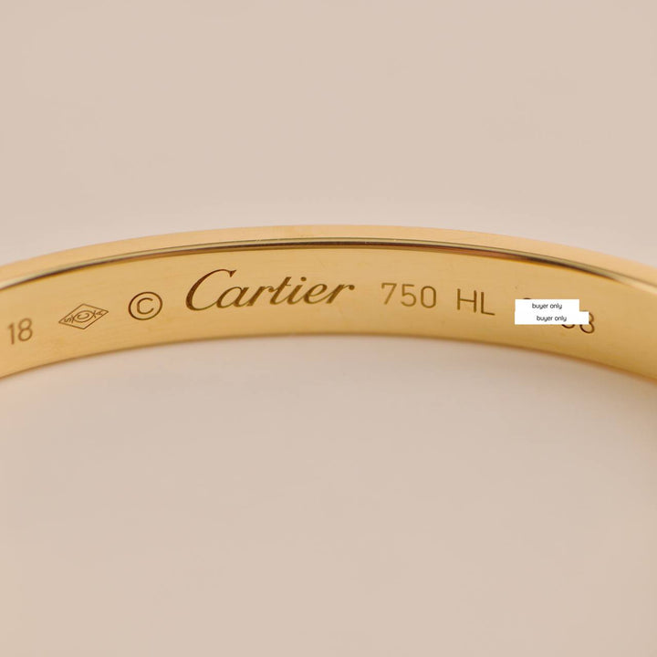 Cartier Love Yellow Gold Cuff Bracelet Size 18