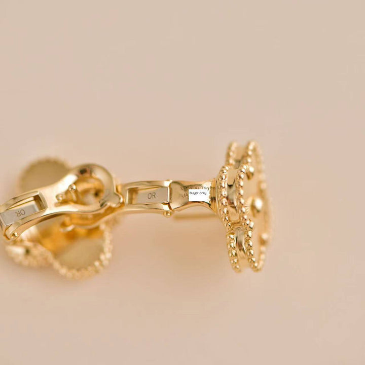 Van Cleef & Arpels Vintage Alhambra Guilloché 18K yellow gold Earring