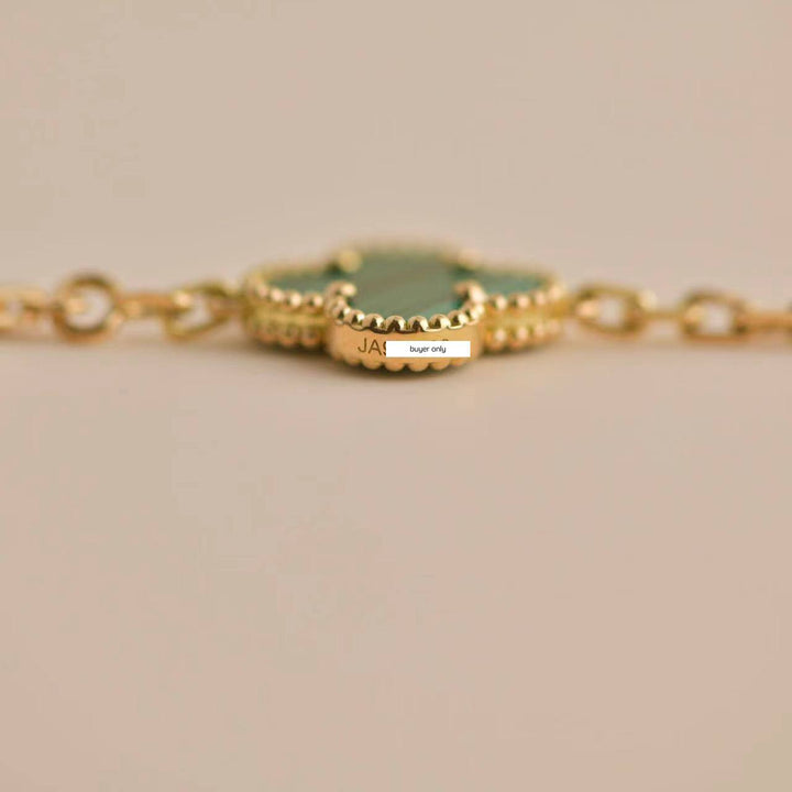 Van Cleef & Arpels Vintage Alhambra Malachite Yellow Gold Bracelet