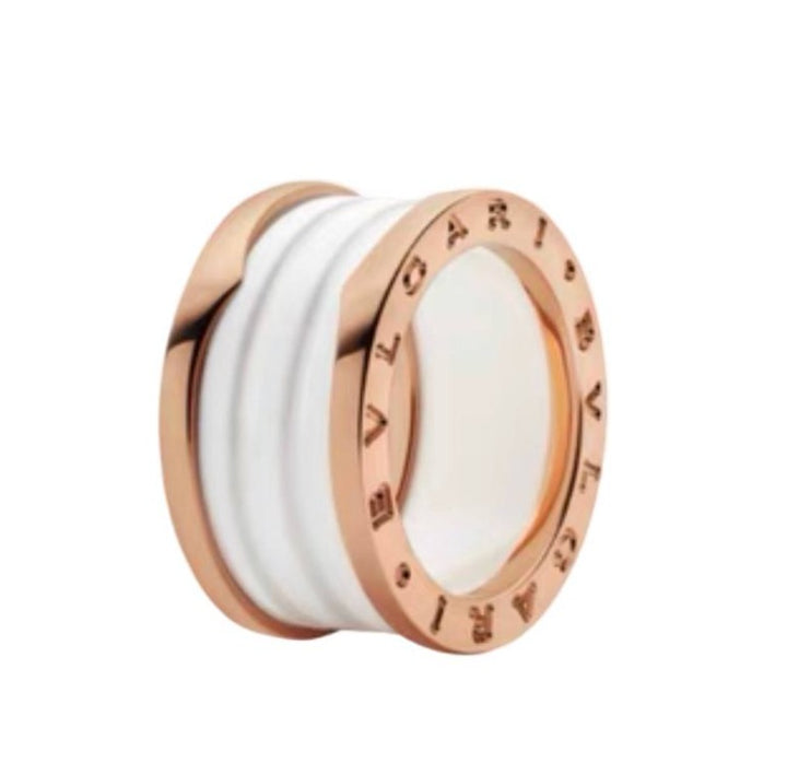 Bulgari B.Zero1 White Ceramic Rose Gold Ring 