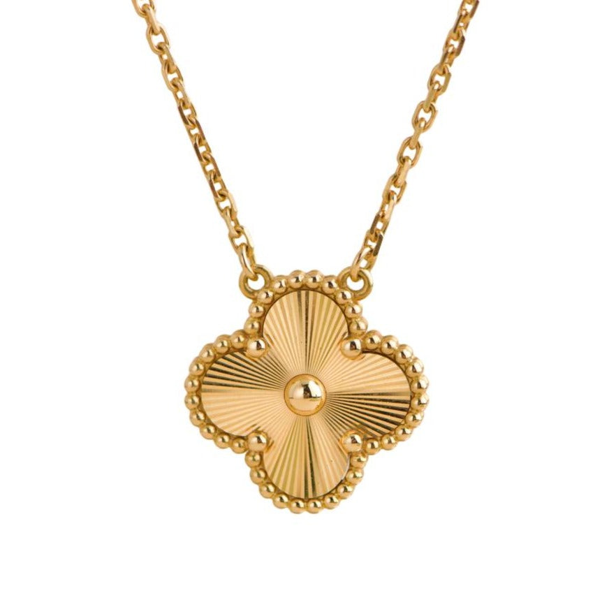 Van Cleef & Arpels Guilloché  Vintage Alhambra Yellow Gold Pendant