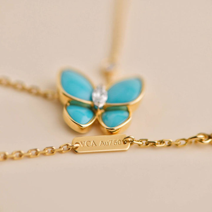 van cleef turquoise butterfly pendant necklace