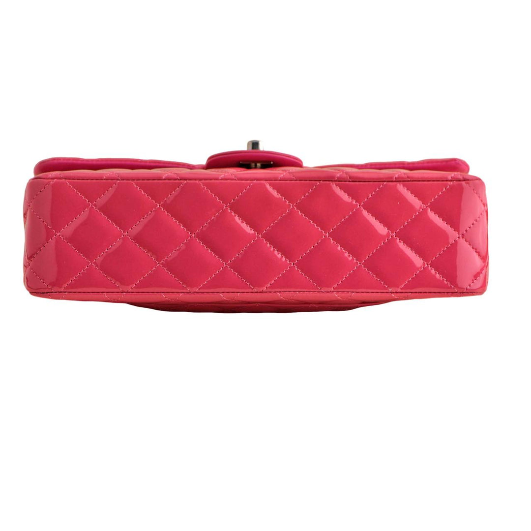 Chanel Medium Double Classic Flap Pink Quilted Patent Lambskin Bag