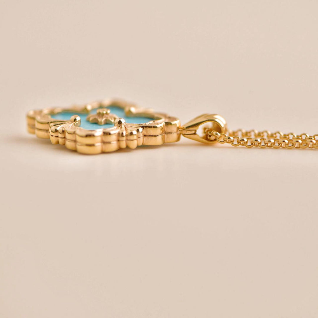 Opera Tulle Buccellati Opera Tulle Turquoise Limited Edition 18K Yellow Gold Penda ...