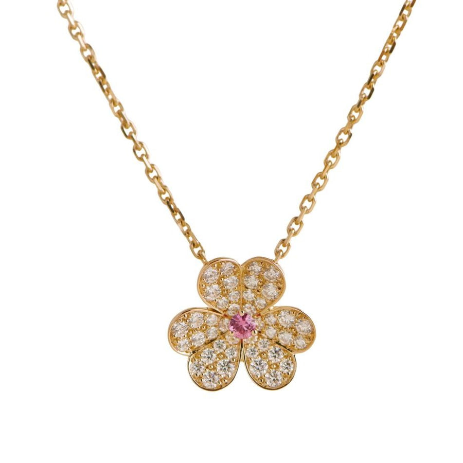 Van Cleef Arpels Frivole Flower Rose Gold Diamond Pink Sapphire