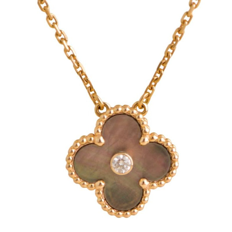 Van Cleef & Arpels Alhambra Grey Mother of Pearl Diamond Necklace