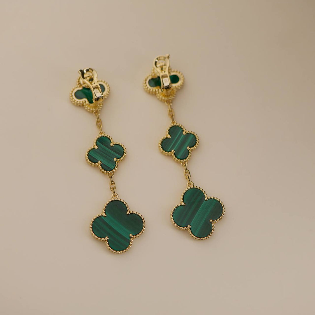 Van Cleef & Arpels Magic Alhambra Malachite Earrings Second Hand