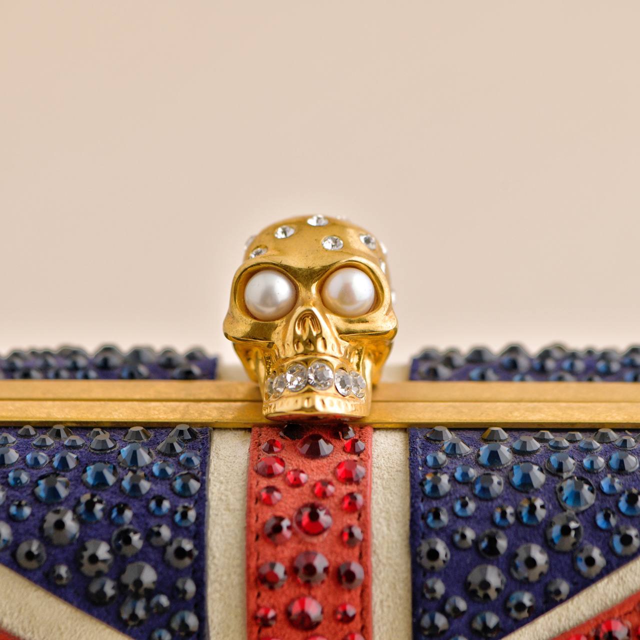 Alexander McQueen Crystal Union Jack Skull Clutch Bag – Dandelion