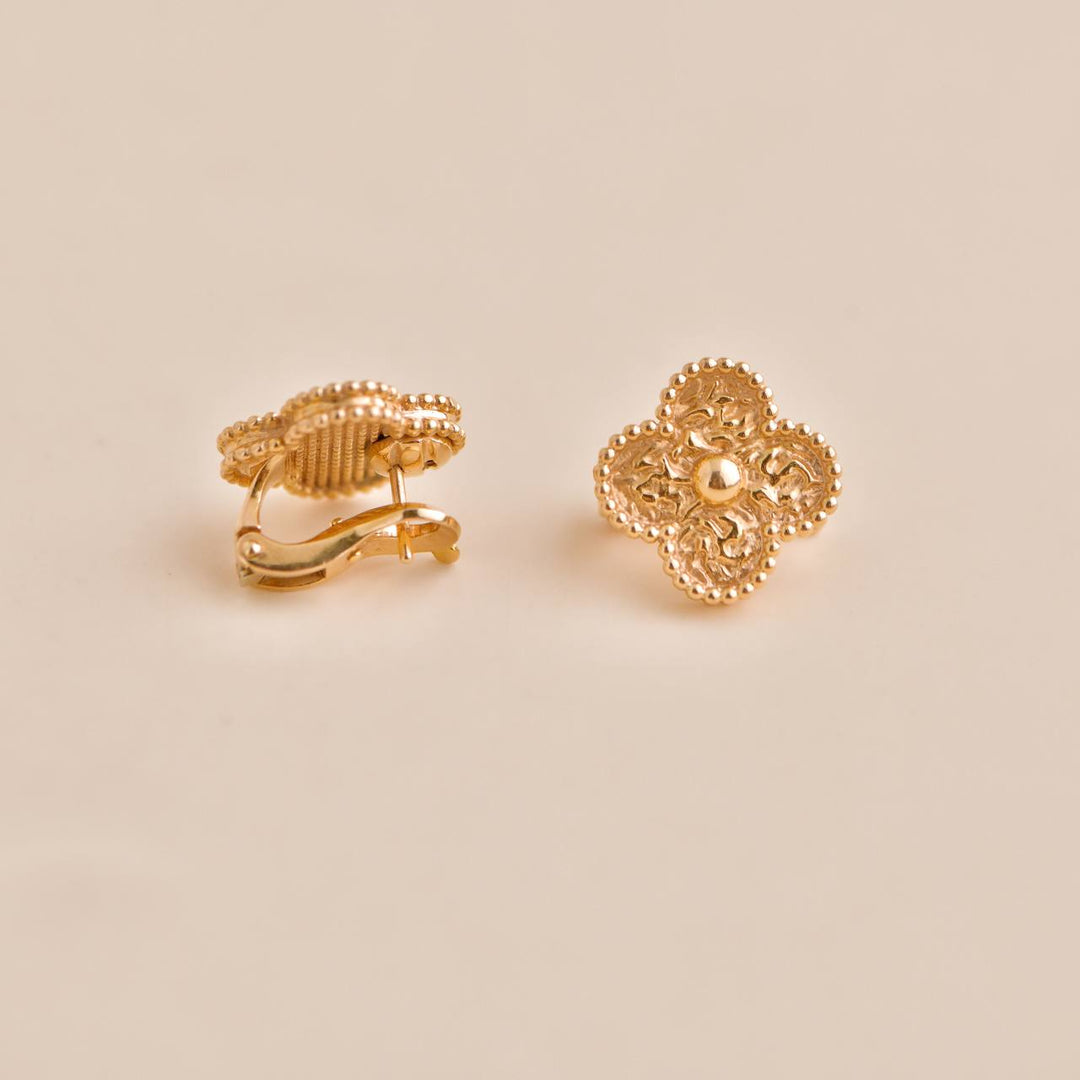 Van Cleef & Arpels Vintage Alhambra Rose Gold Earrings Second Hand