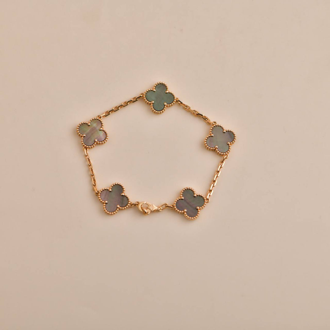 Van Cleef Arpels Vintage Alhambra Grey Mother of Pearl Rose Gold