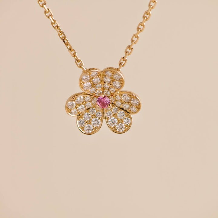 Van Cleef & Arpels Frivole Flower Rose Gold Diamond 18K Necklace