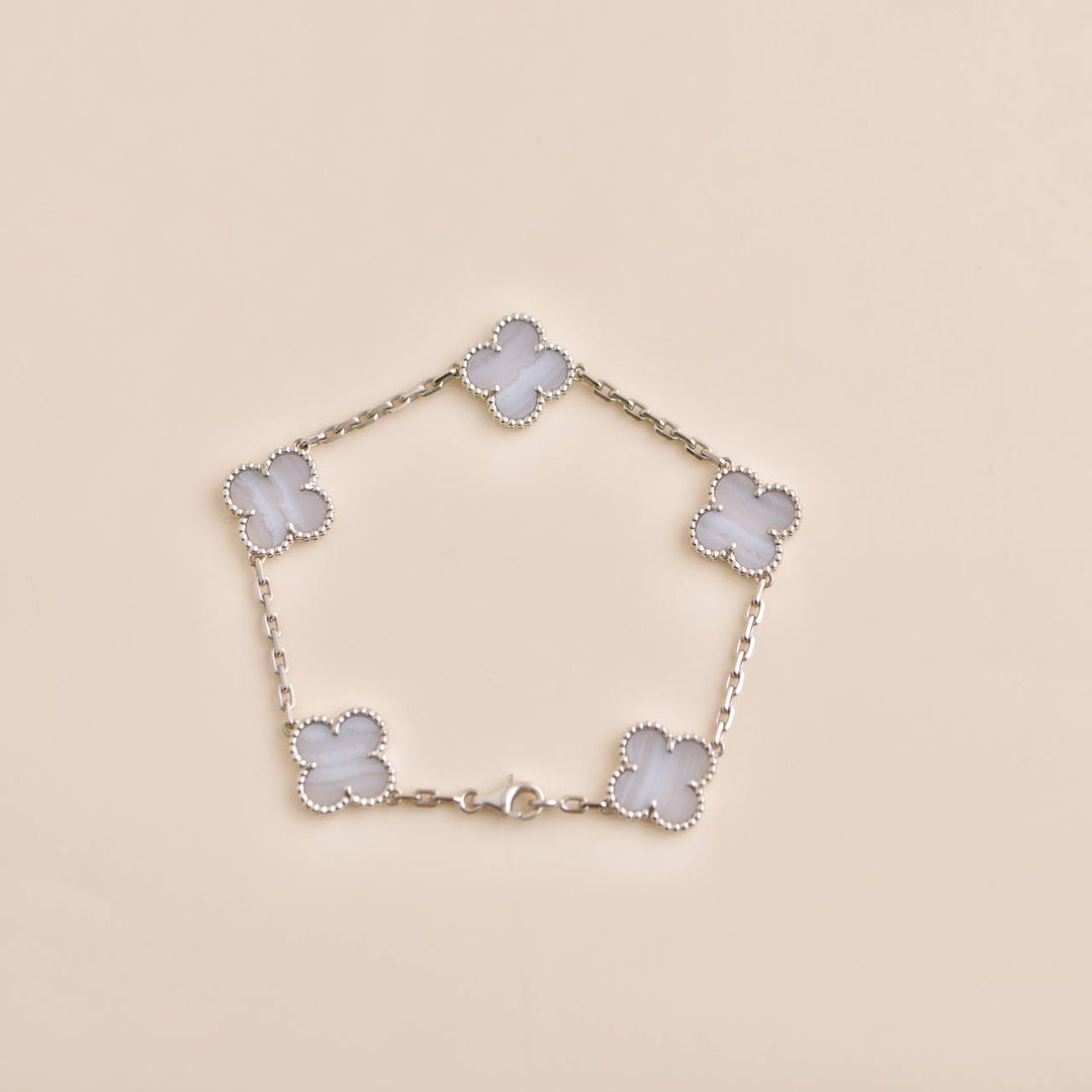 Van Cleef Arpels Vintage Alhambra Chalcedony 18K White Gold