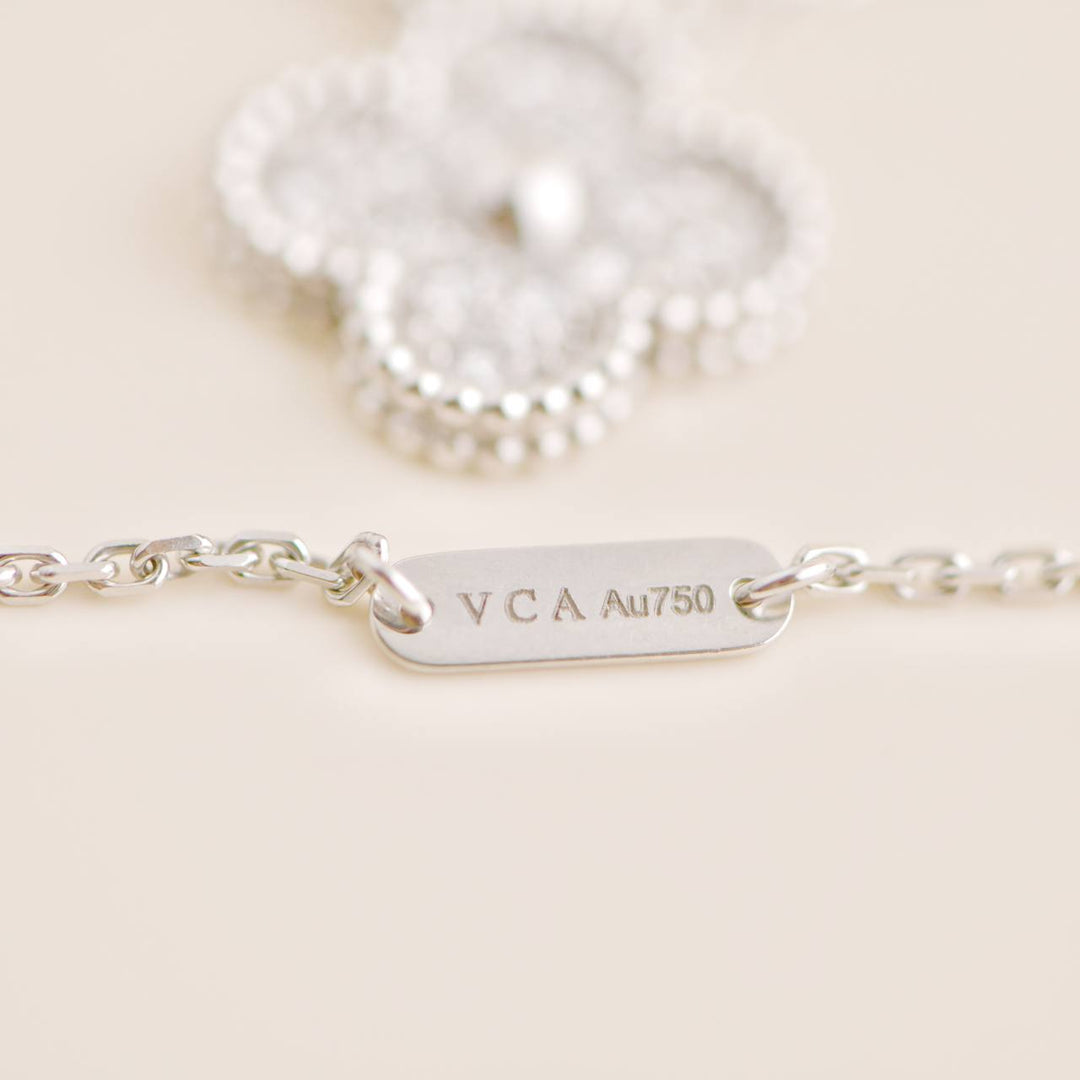Van Cleef & Arpels Vintage Alhambra Diamond Paved  Necklace Second Hand
