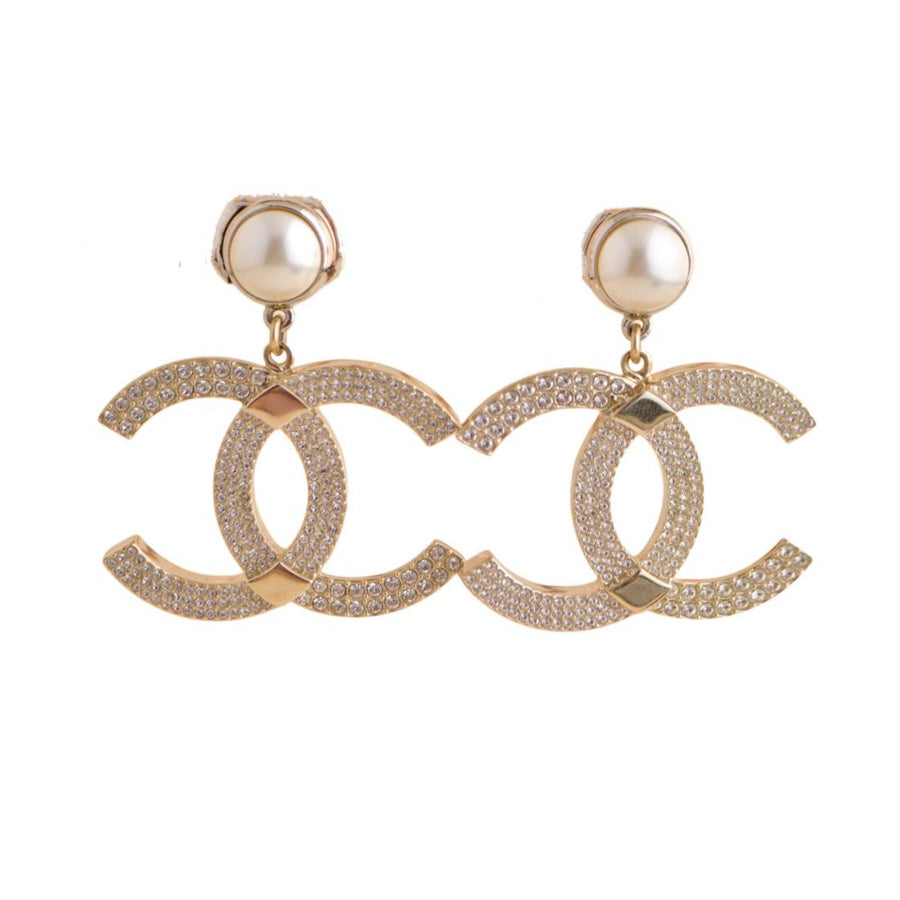 Chanel CC Faux Pearl Earrings 